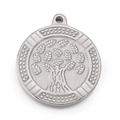 Ciondolo Albero della Vita in acciaio inossidabile argento con goffratura dettagliata - Rilievo Albero della Vita con Bordo Puntinato (KLJ5799-Z)