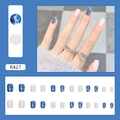 Set unghie finte riutilizzabili corte R427 con decoro a macchie blu e bianco moderno - Blue Ocean (R427)