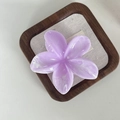 Elegant light purple plumeria flower hair claw clip with a natural stone texture finish - Crystal Purple [8cm Large]
