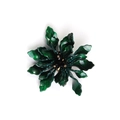 Elegant dark green acrylic flower brooch with layered petals and gold center details - Green Water Ripple