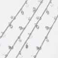 Silver star chain with round crystal rhinestones for DIY jewelry making and hairpins - 1 Meter/Pack / White K/Silver