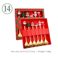 Christmas spoon set with 6 golden dessert spoons featuring colorful cartoon toppers - No.14 - 6PCS Red Box Set / Gold
