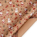Brown kraft paper Christmas gift wrap featuring hand-drawn Santa and reindeer patterns - Silver Dreamland