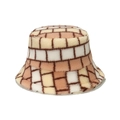 Cappello da pescatore in peluche a quadri marroni e crema per l'autunno e l'inverno donna - M (56-58cm) / Quadri Bianco Albicocca Marrone (B)