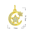 Pendentif étoile et lune plaqué or 18K avec dimensions de 14,5 mm par 15 mm - Q42 Étoile Lune