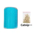 Blue silicone cat corner self groomer brush including a free bag of catnip - Small / Light Blue