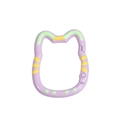 Purple cat-shaped spring ring keychain hook with green and yellow splatter paint design - Light Purple