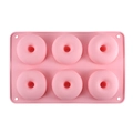 Pink 6-cavity silicone donut mold for baking round cakes and cookies in macaron style - Pink