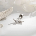 Silver star and wing cartilage piercing earring with micro-set zircon in screw-back style - Wing (Single Piece) / Silver