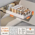 Pull-out kitchen cabinet organizer in white with metal rail, 53x25x7cm drawer with slide rails - Deepened 53x25x7cm