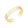 Detail of a gold-plated titanium steel open cuff bracelet with interlocking circle design. - 18K Gold / Gold