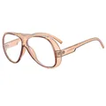 Fashion oversized pilot cycling sunglasses with transparent orange resin frame and wide temples - Transparent Tea Frame Clear Lens