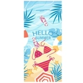 Microvezel strandlaken met Hello Summer print en patroon van bikini en teenslippers - 849 Hello Summer Bikini