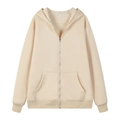 Oversized beige hoodie met ritssluiting en trekkoord voor dames en heren casual stijl - Khaki