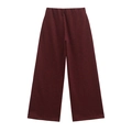 Dettaglio dei pantaloni bordeaux a gamba larga con trama in maglia e taglio a vita alta - S / Pantaloni Rosso Vino