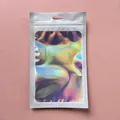 Holographic laser resealable jewelry pouch with white edges and top hanging hole - 12*20cm White