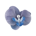 Detailed view of the fabric purple gradient orchid hair clip with a pearl center accent - Purple Blue Gradient