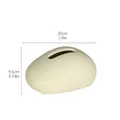 Boîte à mouchoirs en céramique crème forme galet au fini mat style guimauve, modèle TP17-3 - Boîte à mouchoirs ovale minimaliste - Blanc crème