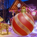 Inflatable red and gold Christmas ball with spiral stripes for outdoor holiday decor - Large Gold Thread Spiral