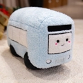Niedliches hellblaues Plüschbus-Spielzeug aus weichem Sherpa-Stoff als Deko - Blauer Bus