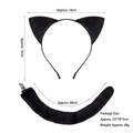 Serre-tête oreilles de chat noires à paillettes et ensemble de queue en peluche - Oreilles de chat noires pailletées + Queue 40cm (Set de 2) / Noir