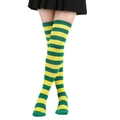 Over-the-knee socks with vibrant green and yellow stripes for women and cosplay - Oil Green & Yellow Wide Stripes