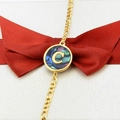 Bracelet doré 18k avec incrustation de nacre abalone et pendentif lettre C rond - Lettre C