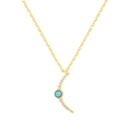 Gold vermeil crescent moon necklace with turquoise stone and zircon pave settings - 925 Silver / Crescent Moon Pendant Necklace (A3579-Gold)