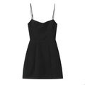 Chic black sweetheart neckline mini camisole dress with elegant A-line silhouette - XS / Black