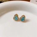 Elegant gold-plated wulu stud earrings with light blue crystals and white zircons - Light Blue Zircon Gourd (18# Silver Needle-Gold-Blue)