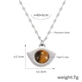 British style titanium steel necklace featuring a sector pendant with inlaid tiger's eye stone - Fish Mouth Chain / Steel Tiger Eye