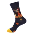 Dunkelblaue Socken mit Tag der Toten Skelett-Motiv und Love to Death Schriftzug - 1361-Dunkelblau Liebe bis zum Tod