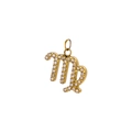 Gold titanium Virgo zodiac pendant with sparkling stones for women on white background - Virgo