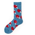 Calze blu con motivo racchetta da ping pong rossa e polsini a costine morbidi - Ping pong