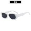 Retro square sunglasses with thick white matte frames and dark lenses in C5 style - White Frame Gray Lens
