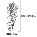 Temporary tattoo sticker XQB-152 featuring black rose and cursive English text, 114x210mm - Black and White Rose with Text (XQB-152)