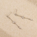 Orecchini a catena lunga in argento s925 con tre zirconi rettangolari trasparenti - Argento 925 / Oro Bianco