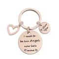 Rose gold stainless steel keychain set with heart charm and engraved round tags - I used to be his Angel (XYY036) Rose Gold