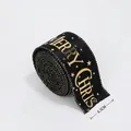 Black Christmas ribbon with gold Merry Christmas print and stars, 6.3cm width - 6.3CMx2M / Black Velvet