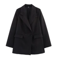 Chaqueta blazer negra clásica para mujer con doble botonadura y corte holgado moderno - XS / Negro