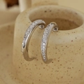 Elegant S925 sterling silver C-shaped stud earrings with micro-pave white zircon stones - Platinum (With Silver Ear Plugs)