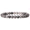 Handmade 6mm grey agate beaded stretch bracelet with natural stone mineral texture - Grey Agate (FD6995) / 6mm/19cm