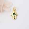 Goldener Hamsa Hand Anhänger mit grünem Edelstein für DIY Schmuckherstellung Zubehör - Grüner Zirkonia