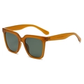 Classic square frame sunglasses in translucent amber finish with dark gray lenses - Green