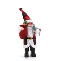 Plush Santa Claus figure in red plaid robe with gift bag and small Christmas tree - 506-Red Black Plaid With Bag Style