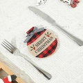 Portaposate natalizio in juta con motivo scozzese rosso e ricamo Merry Christmas - Portaposate Palla di Natale