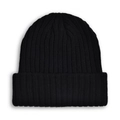 Gorro clásico negro de punto acanalado para calidez invernal con diseño minimalista - Negro