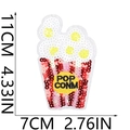 Detail of popcorn bucket sequin patch with size measurements 11x7cm on white background - 18# Popcorn