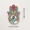 Keramik Hamsa Hand Schmuckschale mit buntem Mandala Muster und Auge des Schicksals - Blumenmuster Stil B
