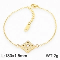 Bracelet élégant en acier titane doré avec breloque losange sertie de diamants et chaîne - Bracelet (KB168259-KLX) / Doré